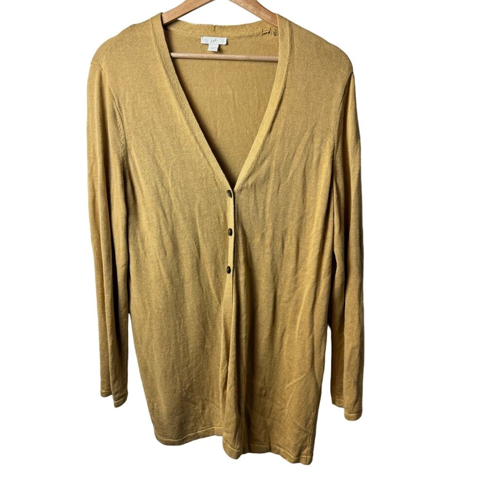 J. Jill Golden Tan Button Front Cardigan Sweater Medium Long Sleeve Lightweight